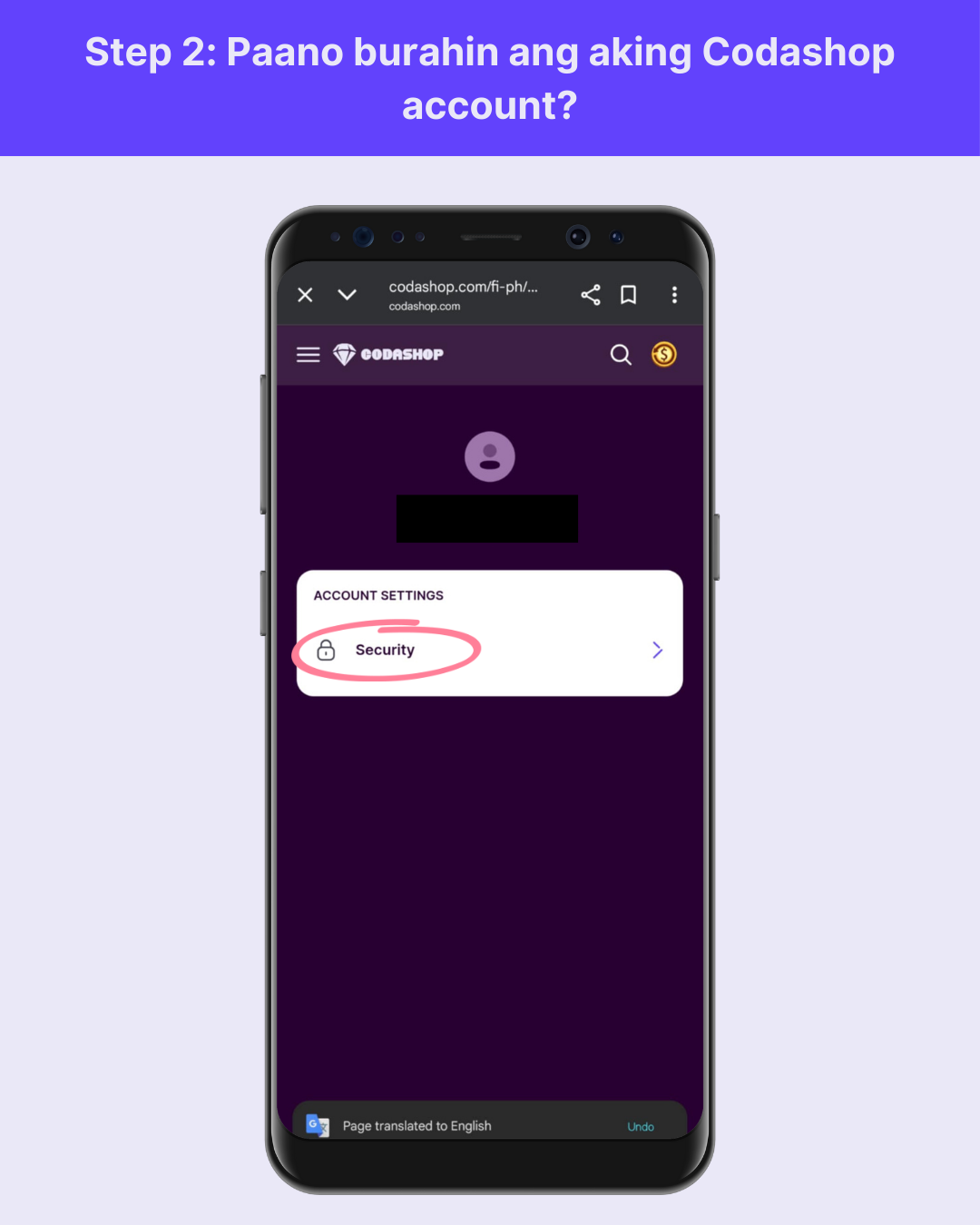 Paano burahin ang aking Codashop Account Step 2.png