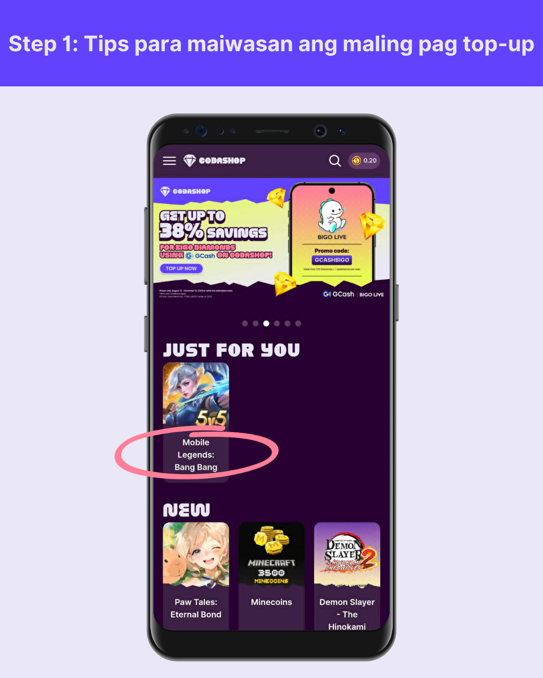 Tips para maiwasan ang maling pag top-up Step 1.png