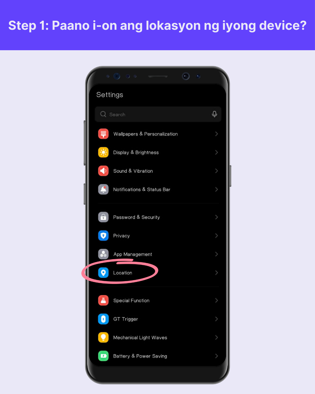 Paano i-on ang lokasyon ng iyong device Step 1 Android.png