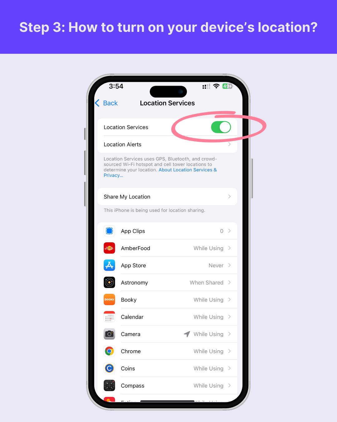 How to turn on your device location Step 3 iOS.png